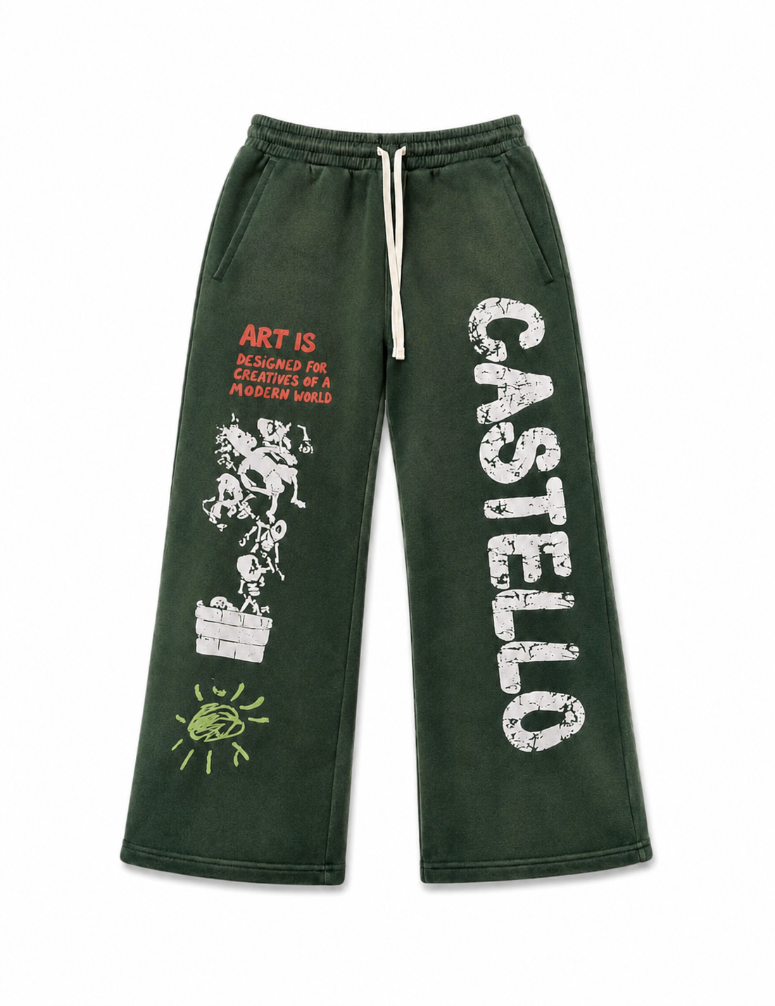 Wide-Leg Joggers — Green