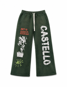 Wide-Leg Joggers — Green