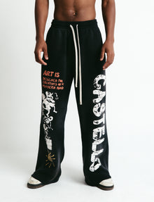 Wide-Leg Joggers — Black
