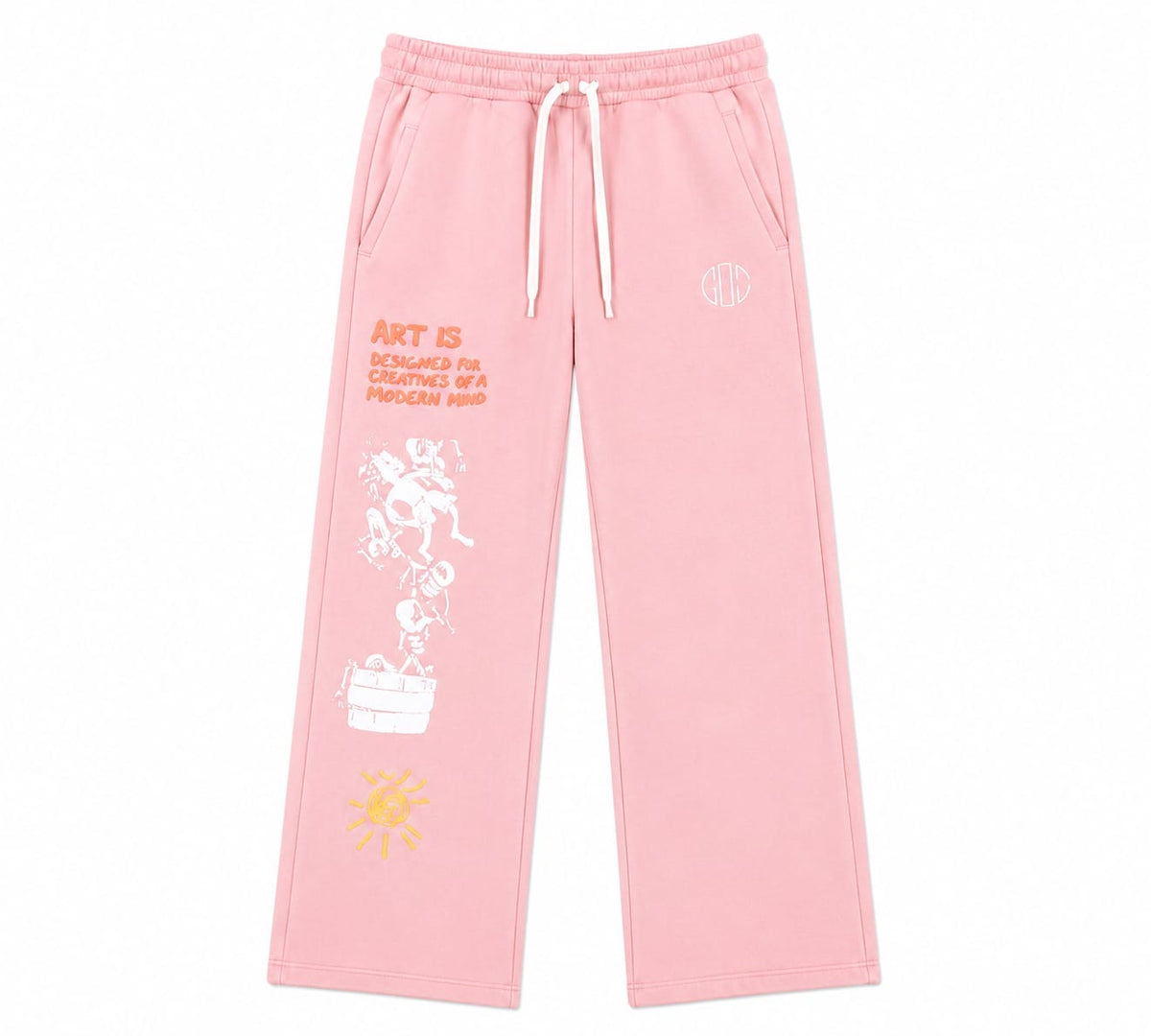 Wide-Leg Joggers — Pink