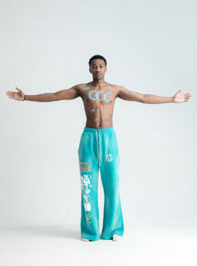 Wide-Leg Joggers — Blue