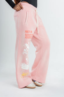 Wide-Leg Joggers — Pink