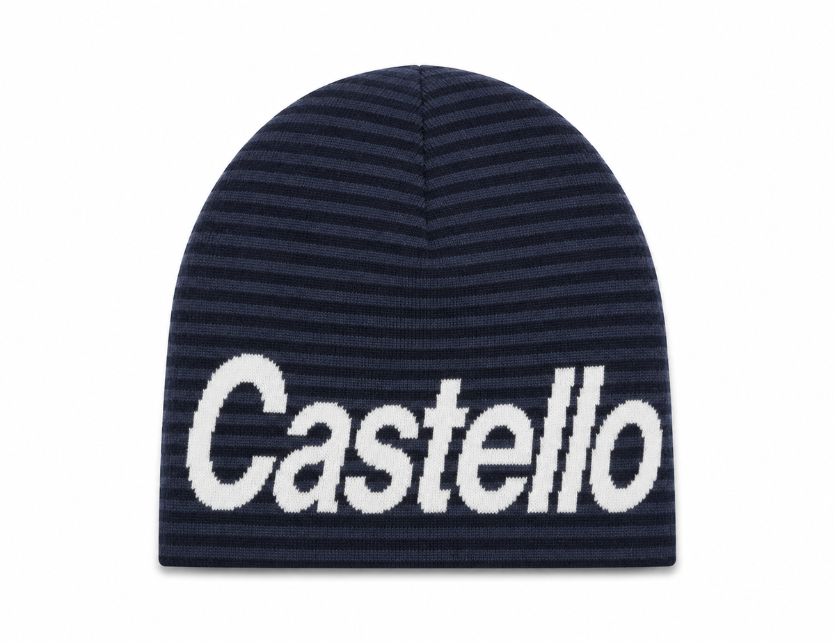 Navy striped Castello knit beanie