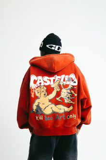 Acid Wash Double-Zip Hoodie