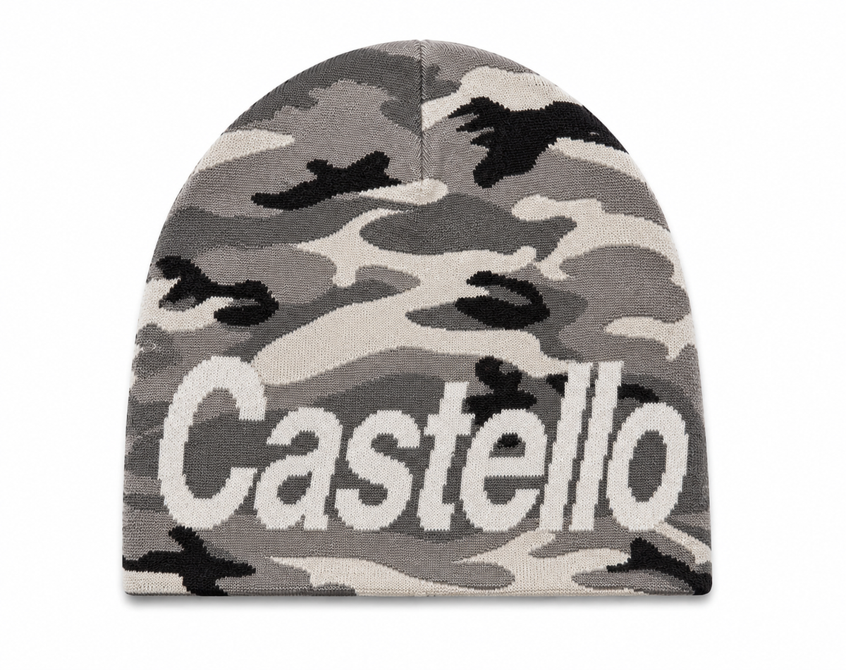 Grey camouflage Castello knit beanie