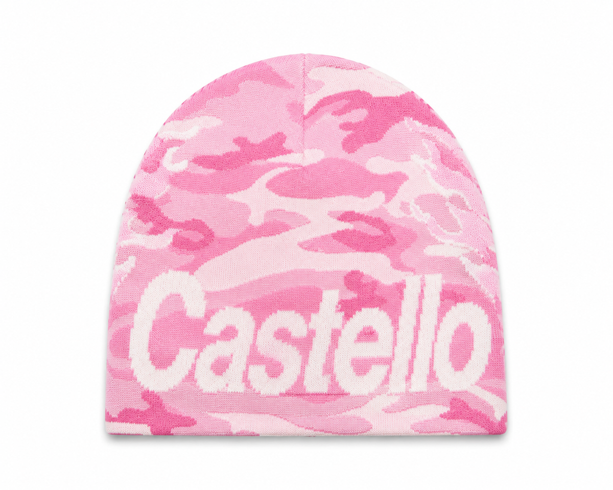 Pink camouflage Castello knit beanie