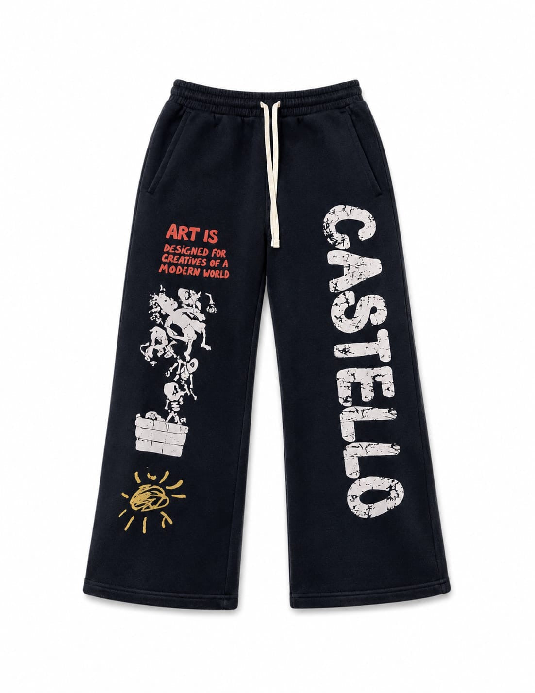 Black Castello Wide-Leg Joggers