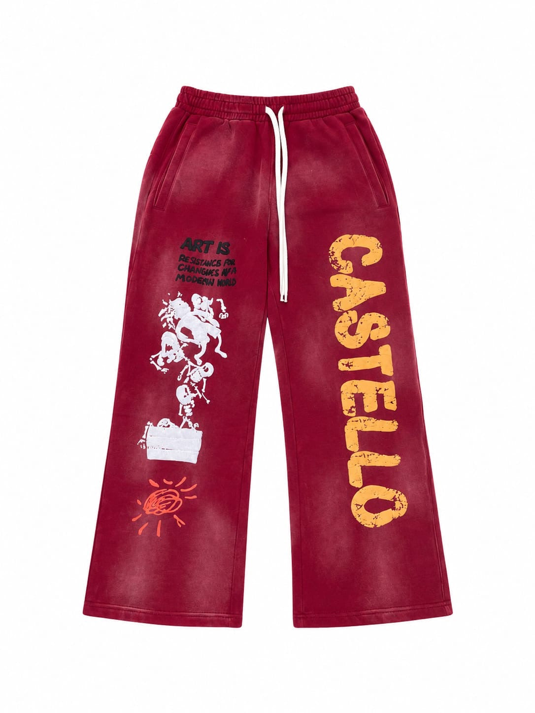 Red Castello Wide-Leg Joggers