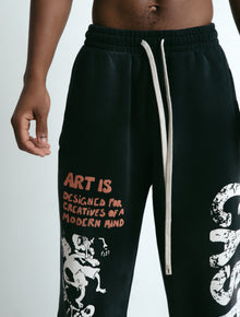 Wide-Leg Joggers — Black